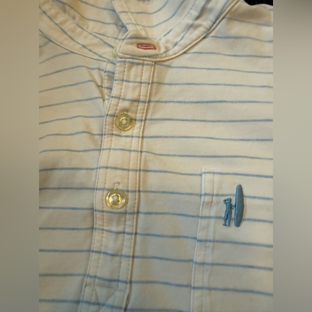 Johnnie-O Boys Striped Polo Shirt - White and Blue - Picture 4 of 4